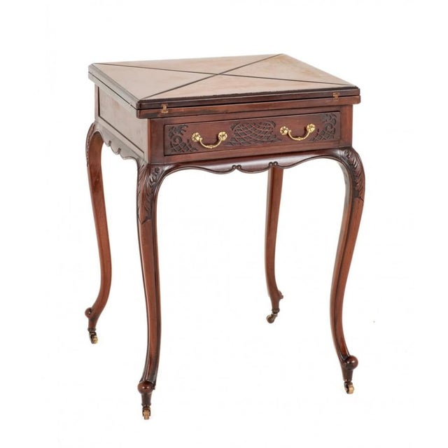 Victorian Games Envelope Card Table in Mahogany, 1890s For Sale - Image 11 of 11