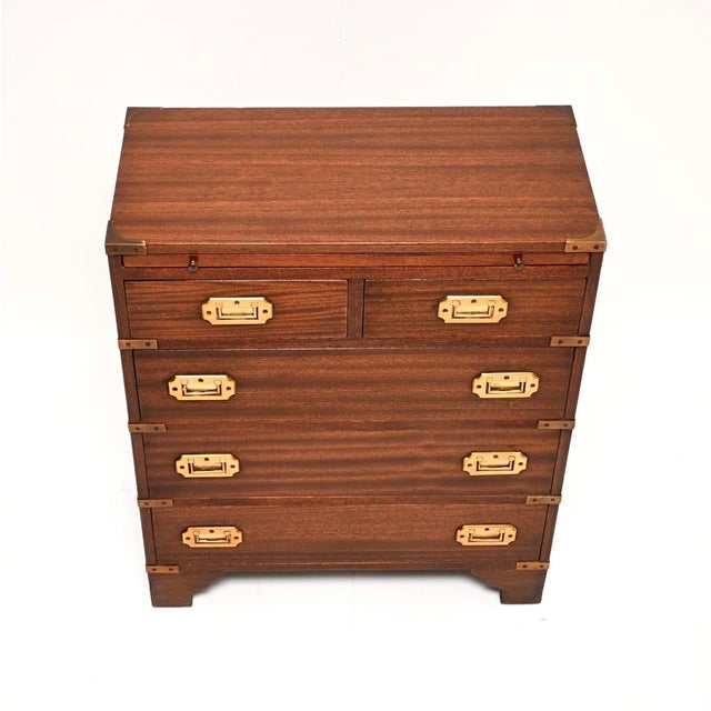 Antique Military Campaign Chest of Drawers, 1930 For Sale - Image 6 of 9