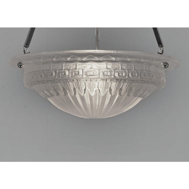 Metal French Art Deco Pendant Light by Charles Schneider 1930 France For Sale - Image 7 of 8