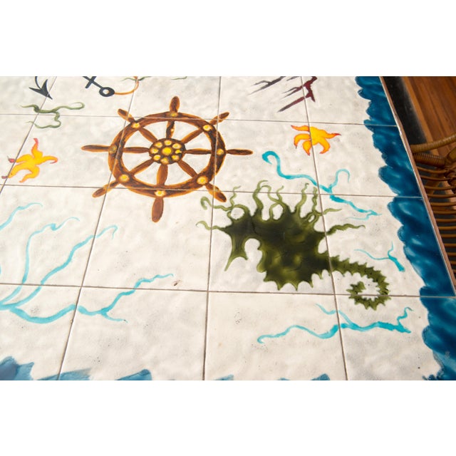 Adrien Audoux and Frida Minet Cote D'Azur Rattan, Tile Table and Chairs - 5 Pieces For Sale - Image 4 of 12