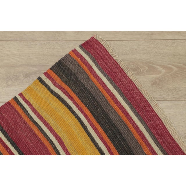 Orange 1980s Tribal Red Striped Runner Rug For Sale - Image 8 of 13