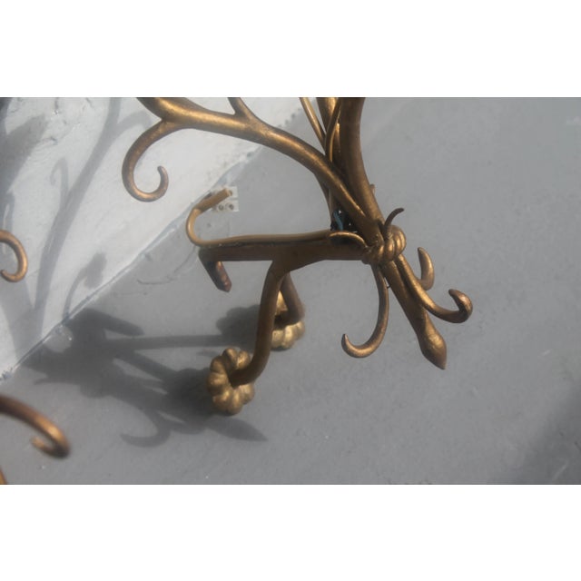 Maison Baguès 1930s Traditional Gilt Steel Maison Bagues Style 3 Light Sconces - a Pair For Sale - Image 4 of 10
