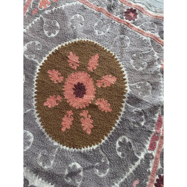 1960s Samarkand Suzani Tablecloth — Boho Textile For Sale - Image 5 of 8
