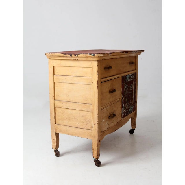 Cream Antique Primitive Cabinet For Sale - Image 8 of 12