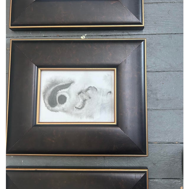 Abstract Contemporary Three Original Abstract Black Ink Watercolor Paintings - Set of Three For Sale - Image 3 of 5
