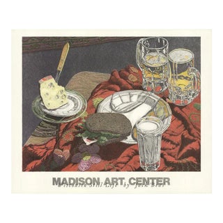 1977 Jack Beal 'Wisconsin Still Life' Red,Green,Gray Lithograph For Sale