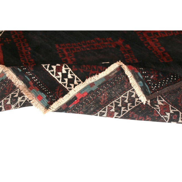 Tribal Hand-Knotted Vintage Baluch Rug Brown Red Mid-Century Persian Tribal Pattern For Sale - Image 3 of 6