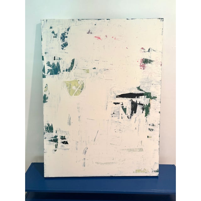 Acrylic on canvas, 40 x 30 x 1.5. Edges painted white, back wired, ready to hang. Can also be displayed horizontally....