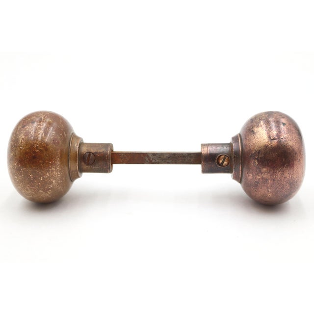 Traditional Pair of Vintage 2 In. Darkened Brass Passage Door Knobs For Sale - Image 3 of 7
