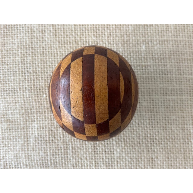Antique Arts & Crafts Intarsia Inlay Turned Wood Darning Eggs, Set of 5 For Sale - Image 13 of 18