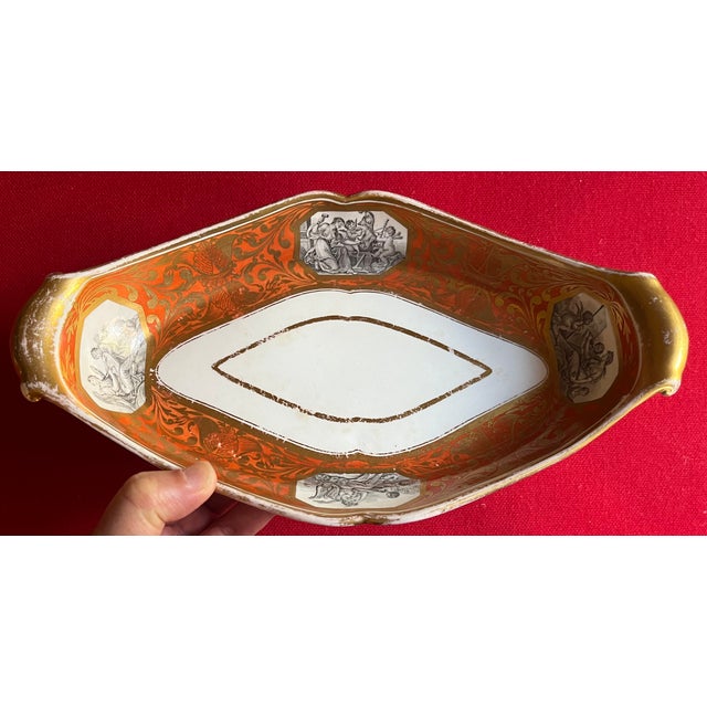 Antique Early 19th C. Miles Mason Porcelain Dish With Neoclassical Scenes Depicting the Fine Arts - Painting, Sculpture, Music, Literature Circa 1805 For Sale - Image 4 of 9