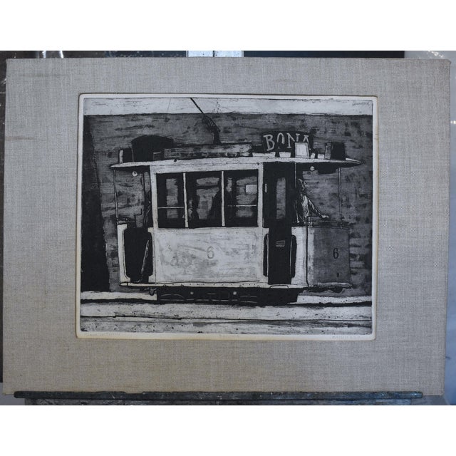Mid-Century Modern 1960s Herman Berserik - "Train in Tunis" Vintage Signed Framed Engraving For Sale - Image 3 of 7
