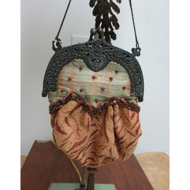 1990s John Richard French Beaded Victorian Hanging Purse Italian Regency Table Lamp W/ Shade For Sale - Image 12 of 12