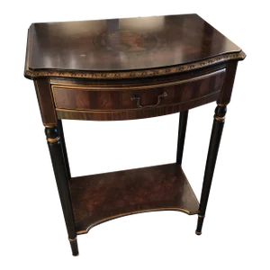 French Style Painted Wood Side Table With Urn Decoration