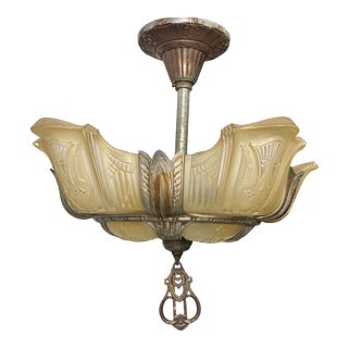 Art Deco Slip Shade Chandelier For Sale