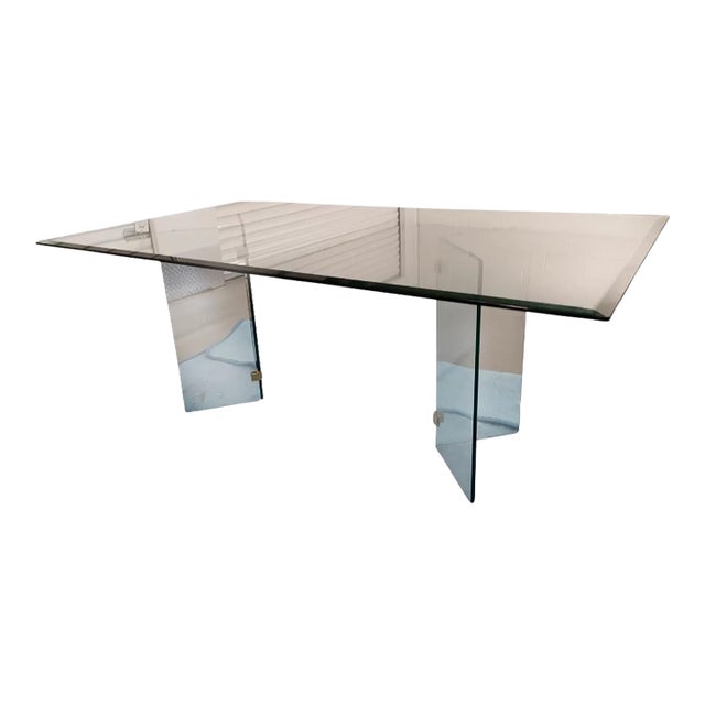 Vintage Double v Glass Dining /Conference Table, in the Manner of Pace For Sale