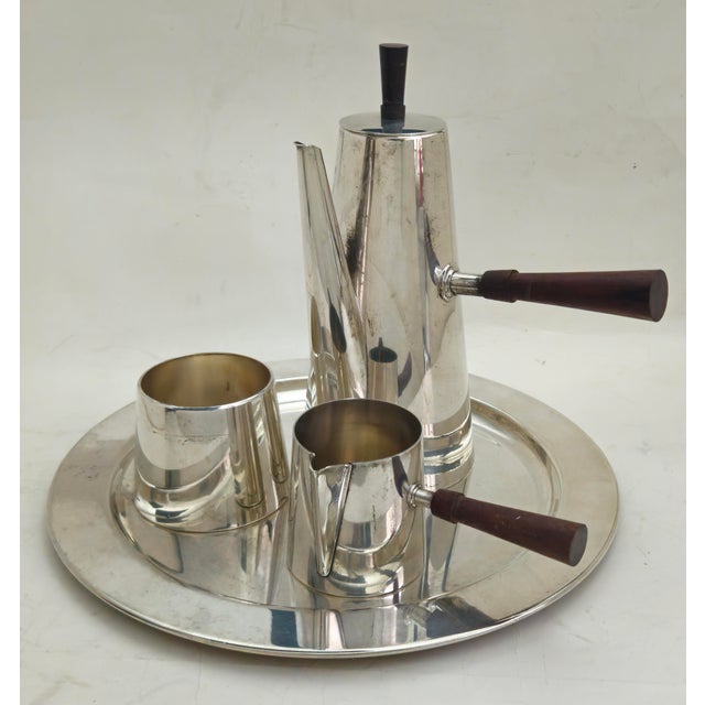 Mid Century P M Italy Silverplated Brass Coffee Pot, Creamer and Sugar Bowl, With Tray - 4 piece set Stunning set with the...