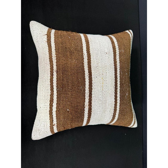 Turkish Hemp Pillow Cushion Natural Beige Brown Cushion Cover 20"x20" For Sale - Image 4 of 4