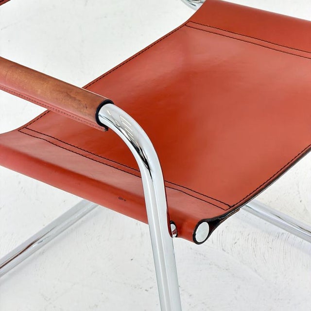 Mid-Century Bauhaus Leather B34 Armchairs by Mart Stam & Marcel Breuer for Fasem, Italy, 1985 For Sale - Image 12 of 18