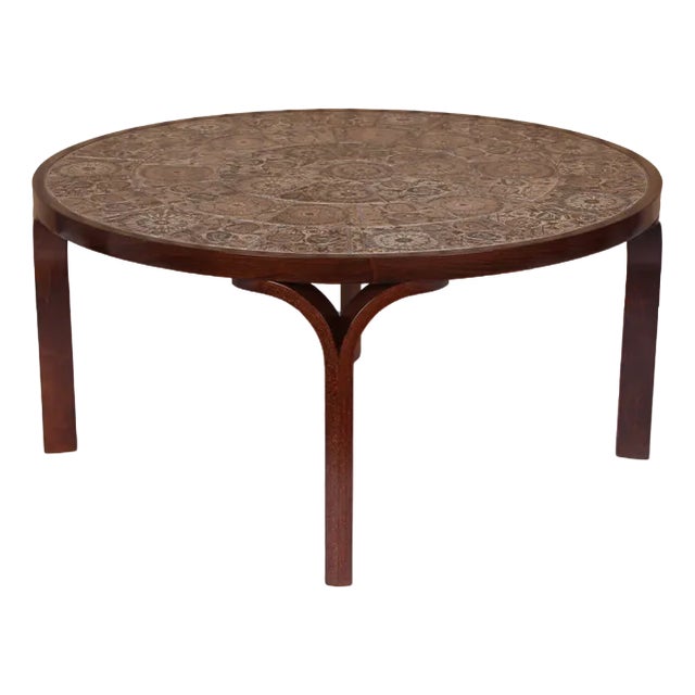 Coffee Table with Royal Copenhagen Tiles from Haslev, Denmark, 1982 For Sale