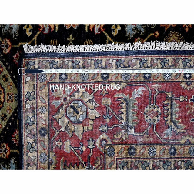 Black 2010s Black, Vegetable Dyes, 100% Wool, Soft Pile, Karajeh Design With All Over Pattern, Hand Knotted, Square, Oriental Rug For Sale - Image 8 of 12
