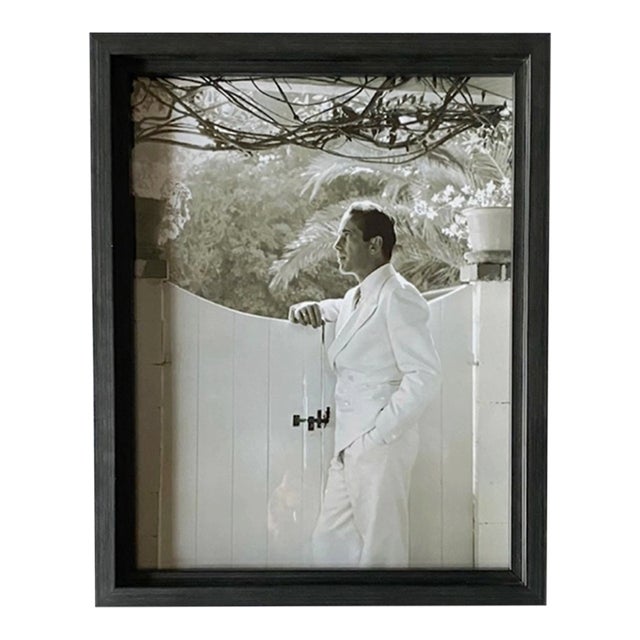 Late 20th Century Vintage Humphrey Bogart at the Garden of Allah Hotel Framed Black & White Photo For Sale
