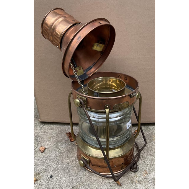 Late 20th Century Copper Anchor Lantern with Fresnel Lens For Sale - Image 5 of 6