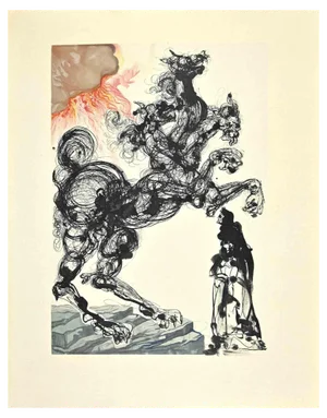 Salvador Dali, Cerberus, Woodcut Print, 1963