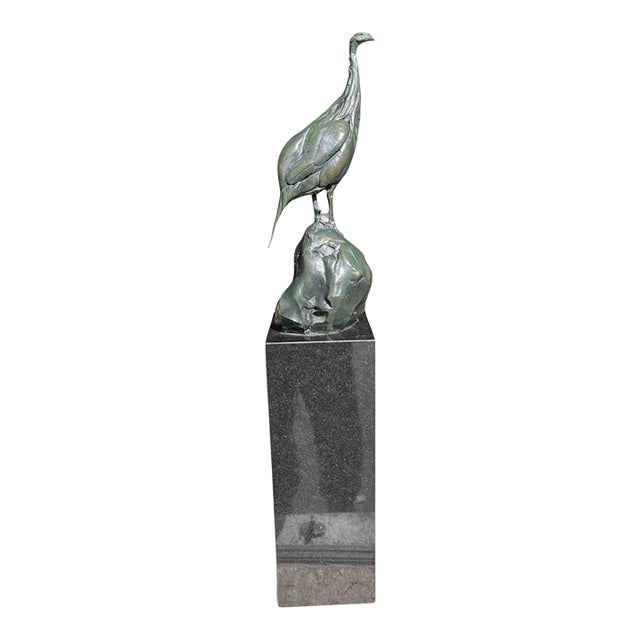 1980s Bart Walter’s (American 20th Century ) Bronze Turkey Sculpture on Marble Pedestal. Signed 1 of 8 For Sale