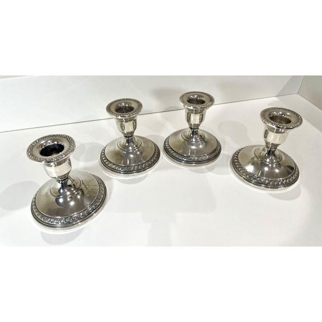 Set of Four Vintage Columbia Sterling Silver Weighted Candlestick Holders For Sale - Image 4 of 6