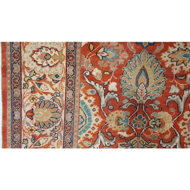 Persian Antique Sultanabad 10x14 Teal, Rust, Ivory & Blue Handmade Area Rug #1142147
