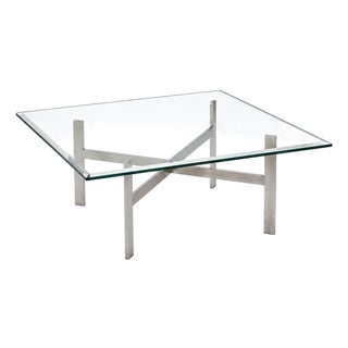 Vintage Aluminum & Glass Coffee Table For Sale
