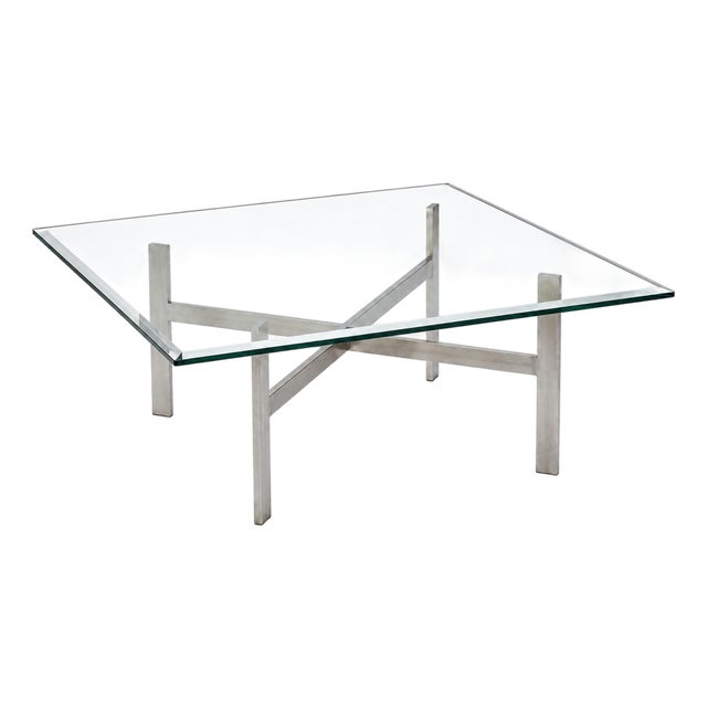 Vintage Aluminum & Glass Coffee Table For Sale
