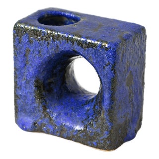 Blue Fat Lava Vase by Marius & Hugo van Woerden for Vest Keramiek, 1960s For Sale