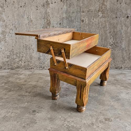 Wooden Sewing Table with Extendable Scissor and Storage Compartments, 1930s For Sale - Image 3 of 6