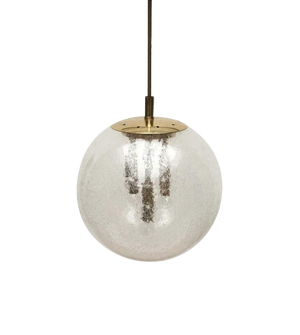 Mid-Century German Space Age Glass and Brass Big Ball Planet Pendant Lamp, 1960s