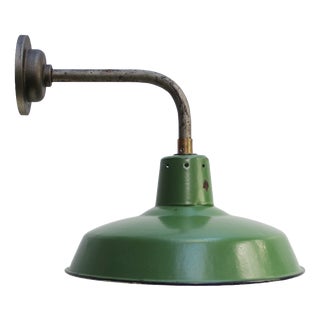 French Cast Iron and Green Enamel Wall Light For Sale