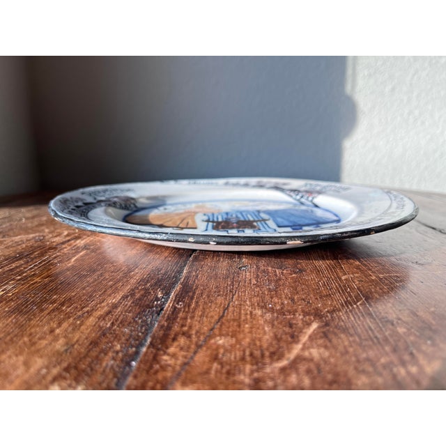 Henriot Quimper Antique 1917 Hr Quimper Assiettes Du Cercle Du Soldat or Circle of the Soldier of the 6th Arrt Faience Plate La Crise Du Charbon/the Coal Crisis For Sale - Image 4 of 7