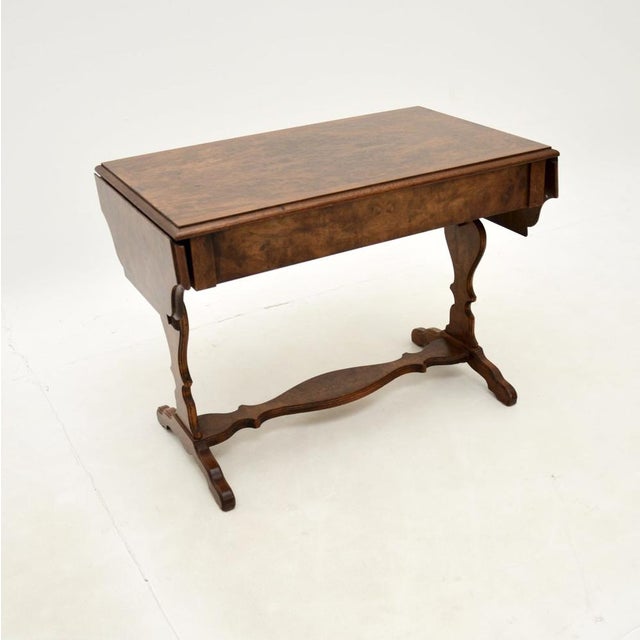 Wood Antique Burr Walnut Drop Leaf Coffee Table, 1930s For Sale - Image 7 of 12