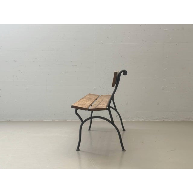 Garden Bench with Delicate Cast Iron Frame and Wooden Slats, 1950s For Sale - Image 6 of 16