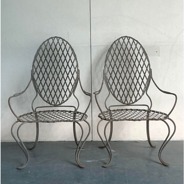 Late 20th Century Vintage Boho Rose Tarlow Twig Wrought Iron Lounge Chairs - A Pair For Sale - Image 5 of 7