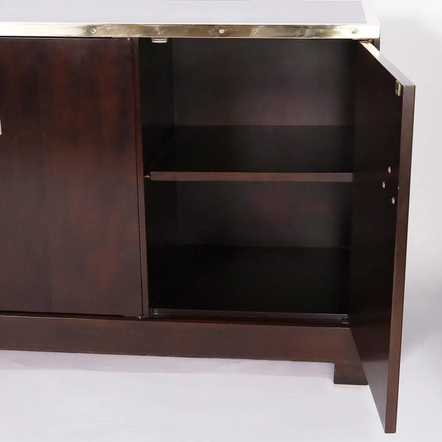 Wood Mid-Century Campaign Style Long Chest or Cabinet For Sale - Image 7 of 10