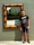 Wood Vintage Wrapped Rattan Brass Leaf Mirror For Sale - Image 7 of 12