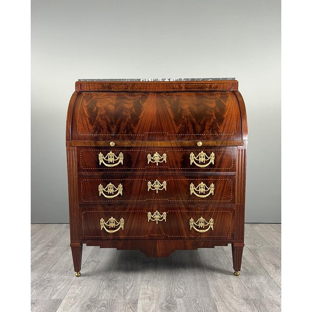 19th Century Louis XVI Style Mahogany Drop-Front Secretary For Sale - Image 10 of 10