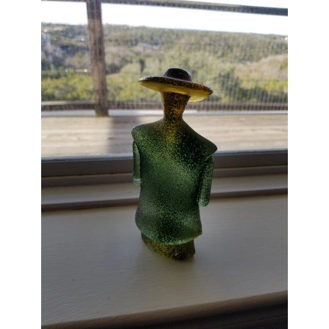 Green and yellow art glass sculpture for Kosta Boda by kjell Engman signed on the base.