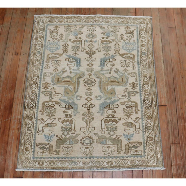 Vintage Animal Neutral Persian Scatter Rug - 2'10" x 3'7" For Sale In New York - Image 6 of 6