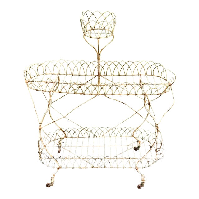 Antique French Victorian Wire Three- Tier Planter For Sale