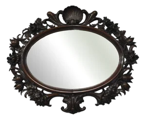 Vintage Mahogany Oval Mirror, 1880s