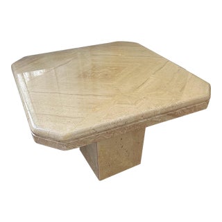Postmodern Cream “Diamond” Marble Side Table For Sale