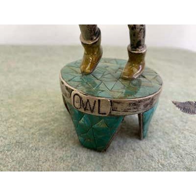 Owl Kachina by Gaspar, sterling and turquoise figure. Some of the Turquoise is missing from the base as seen in photos....